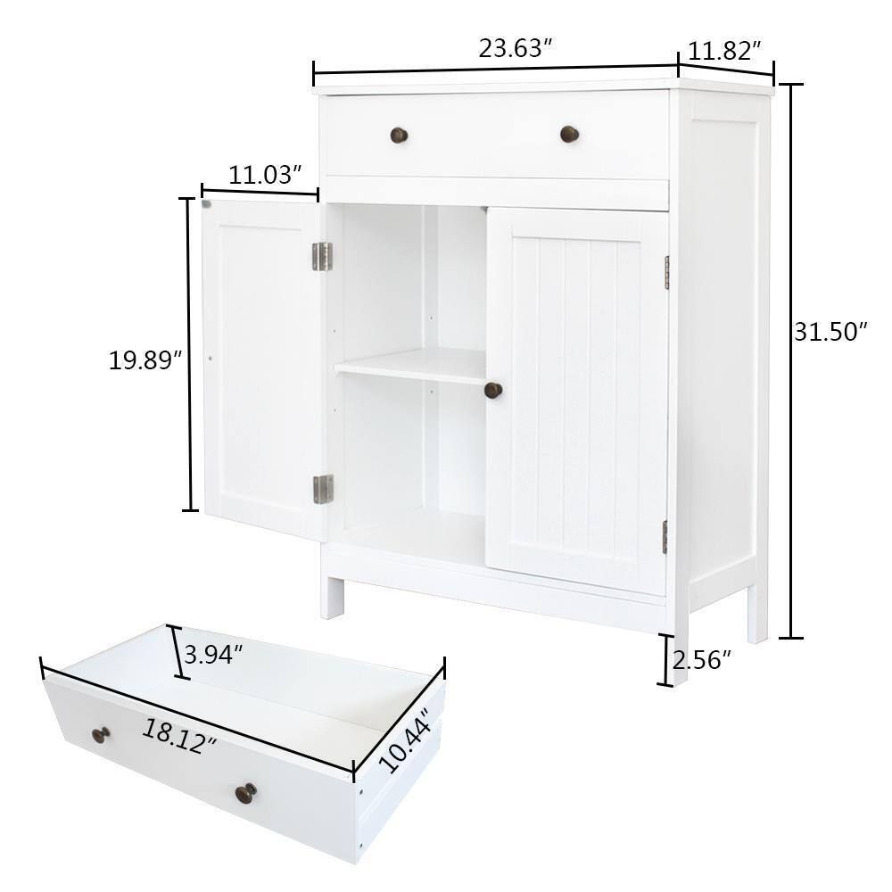 Alt View 2. Winado - Wooden Bathroom Floor Cabinet Storage Cupboard W/ Shelves for Home Kitchen - White.