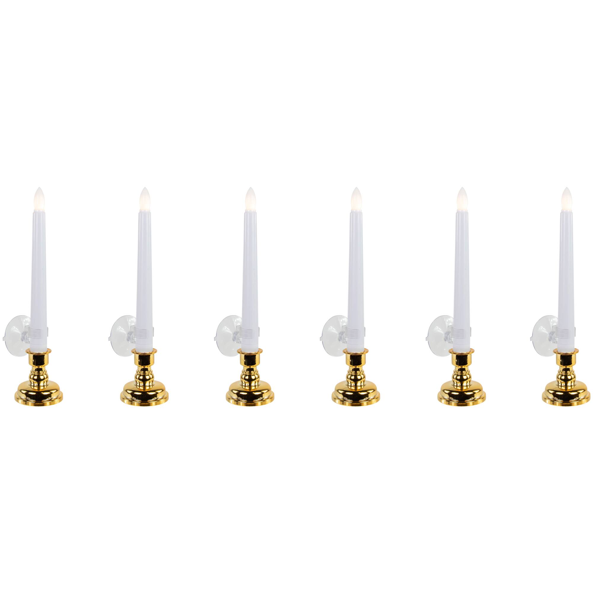 Alt View 4. Northlight - Single Light Window Candles with Remote and Timer - 10" - White - Set of 6 - White.