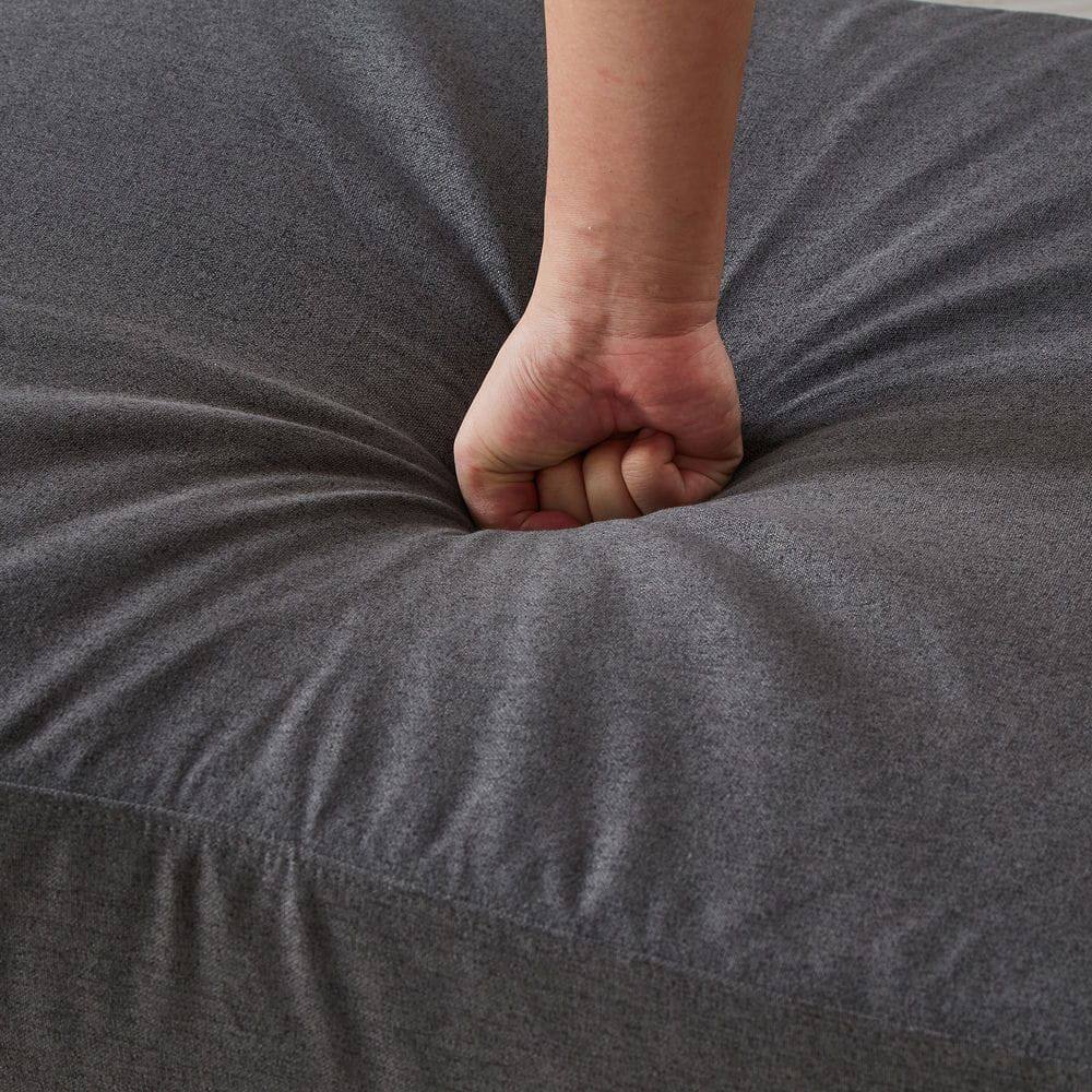 Angle. Kadyn - 86" L-Shaped Sectional with Ottoman, 3-Seat Design with Built-In Armrest Organizer, Dark Gray - Gray.