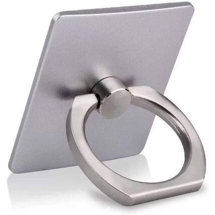 Front. Entronix - Entronix Rotating Phone Ring Holder Grip – Universal Adhesive Square Base for Phones & Tablets - Silver.