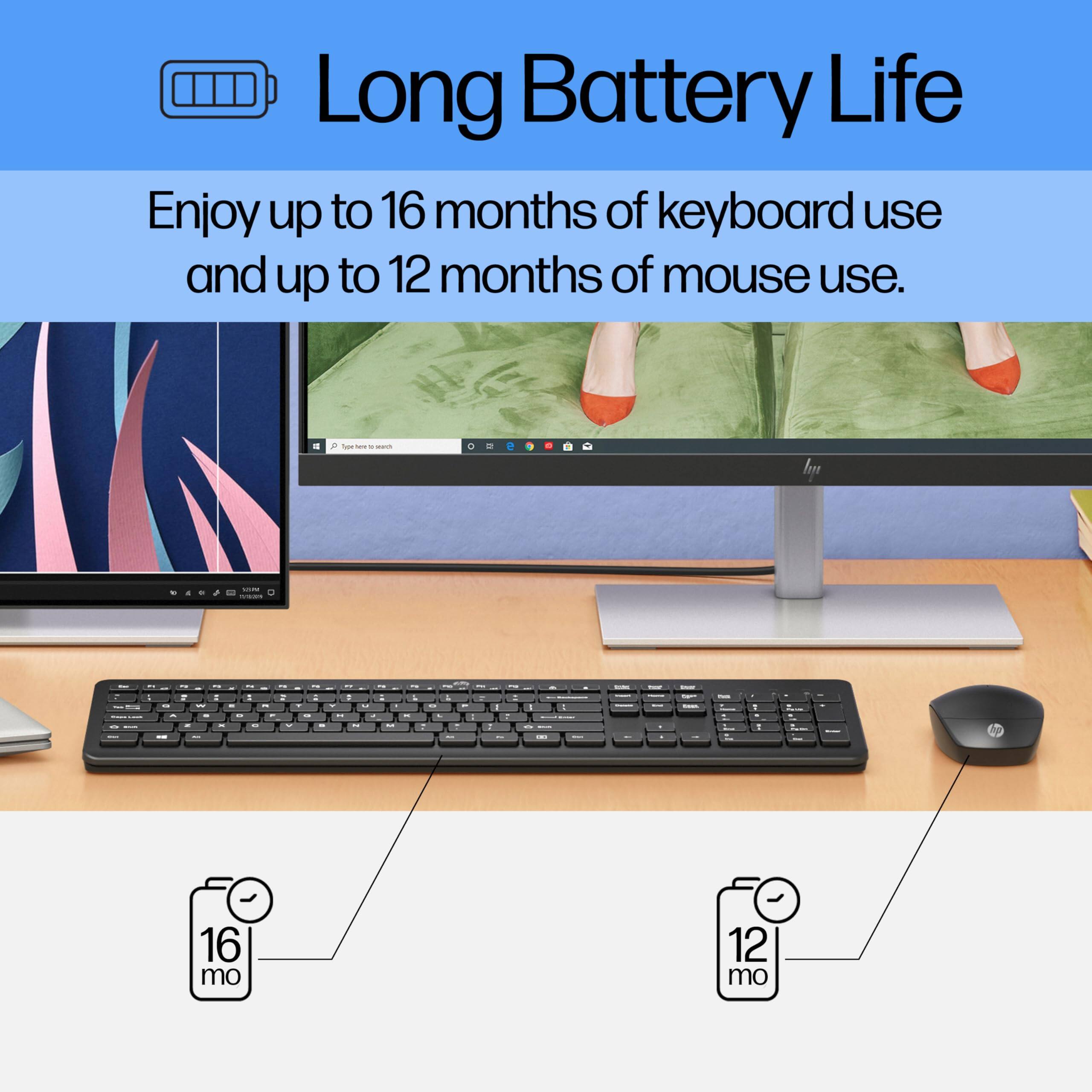 Long Battery Life

Enjoy up to 16 months of keyboard use and up to 12 months of mouse use.