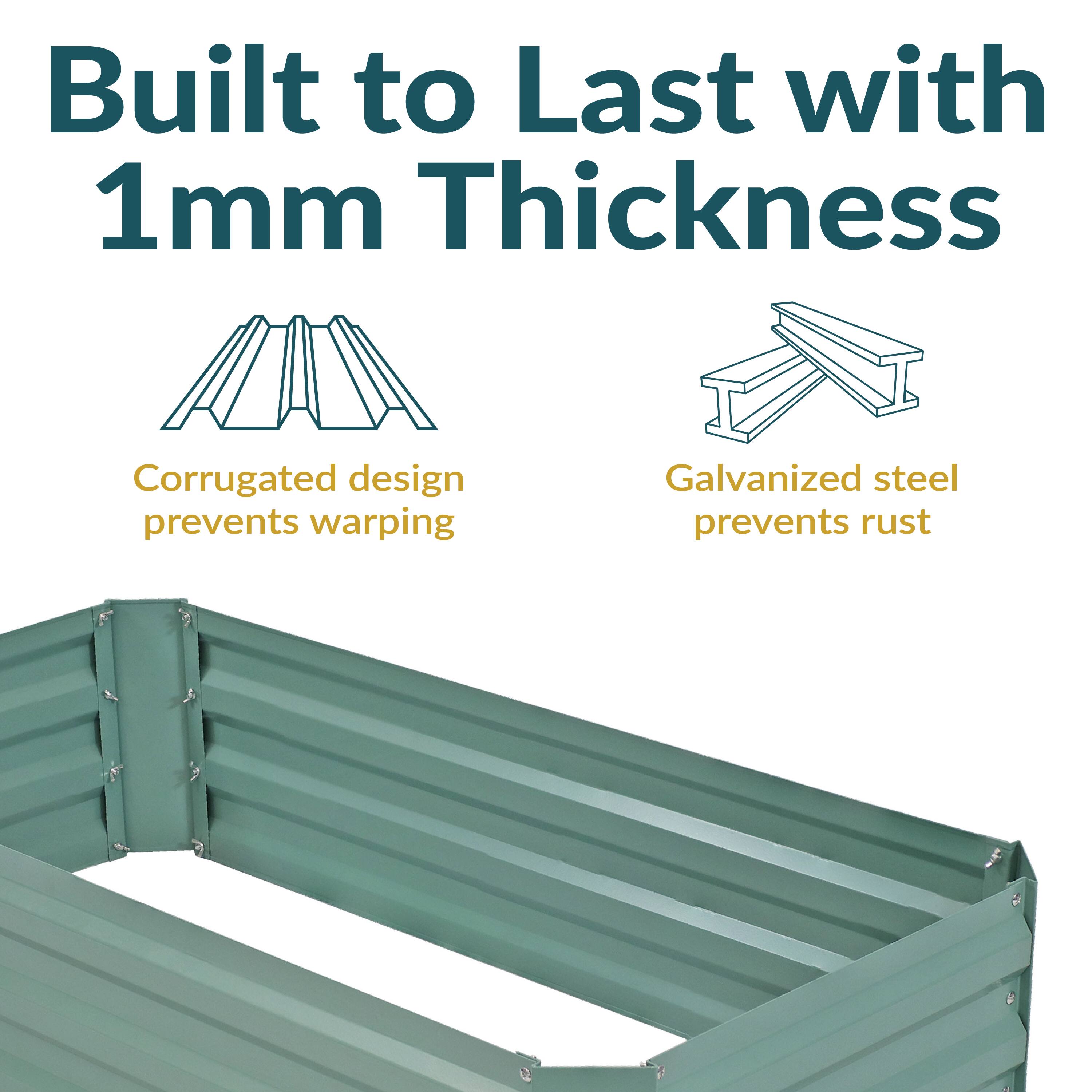 Built to Last with 1mm Thickness

- Corrugated design prevents warping
- Galvanized steel prevents rust
