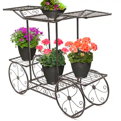 Front. Sorbus - Sorbus® Garden Cart Stand & Flower Pot Plant Holder Display Rack, 6 Tiers, Parisian Style - Perfect for Home, Garden - Bronze.