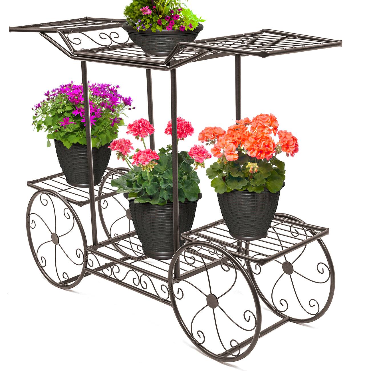 Sorbus - Sorbus® Garden Cart Stand & Flower Pot Plant Holder Display Rack, 6 Tiers, Parisian Style - Perfect for Home, Garden - Bronze
