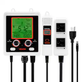VEVOR - Carbon Dioxide Monitoring Controller, Dual Outlets Carbon Dioxide Controller, Day and Night Detection Feature - Black