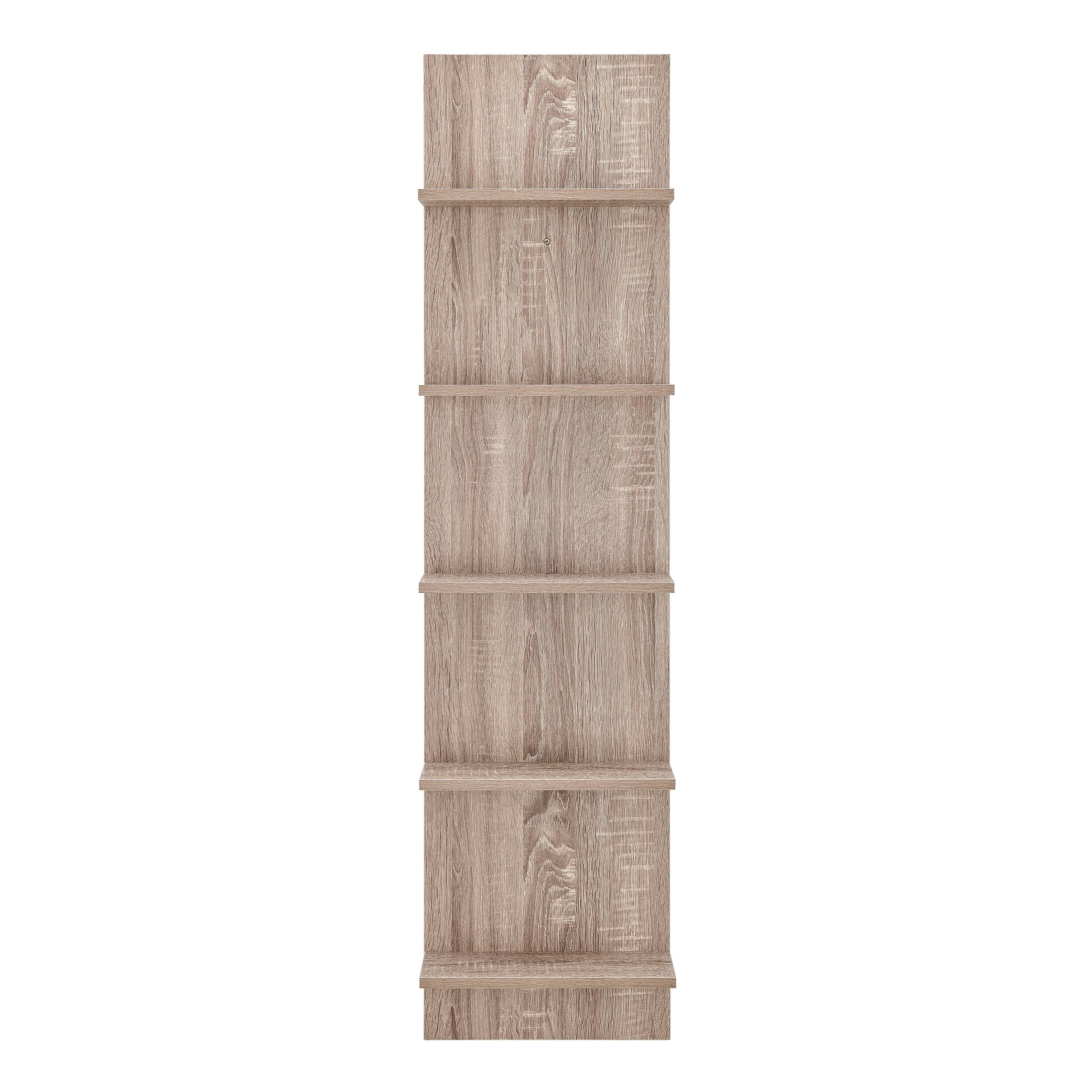 Front. Danya B - Five Tier Wide Column Wall Shelf - Weathered Oak - Weathered Oak.