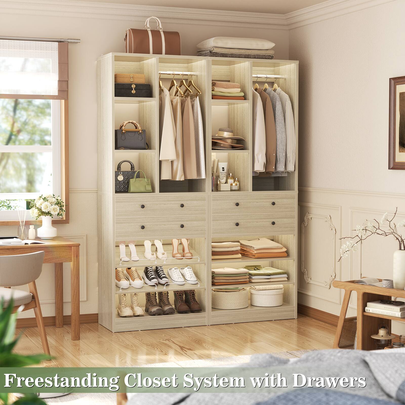 Freestanding Closet System with Drawers