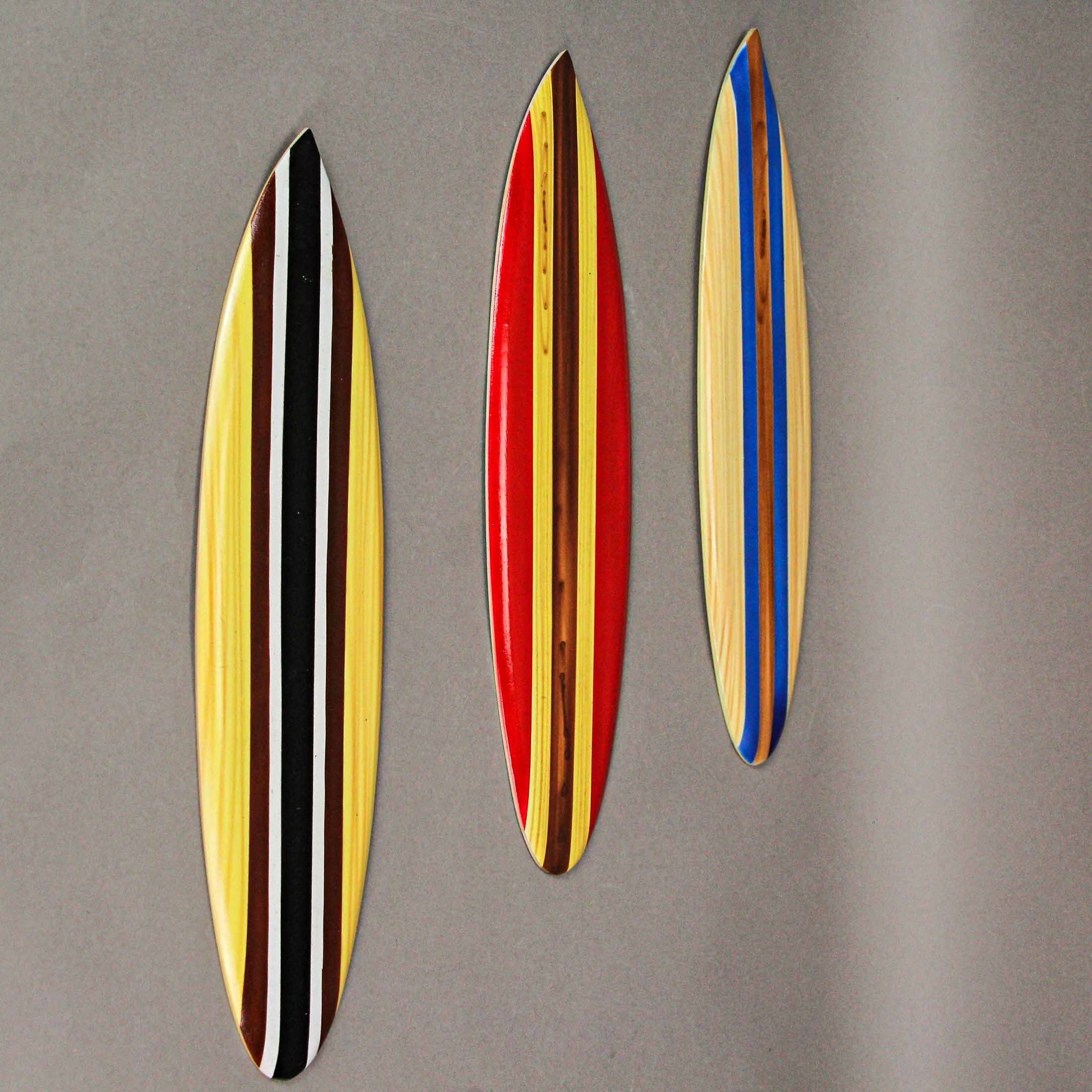 Alt View 1. Zeckos - Set of 6 Handcrafted Wood Surfboard Wall Sculptures Beach-Themed Home Decor - Multicolored.