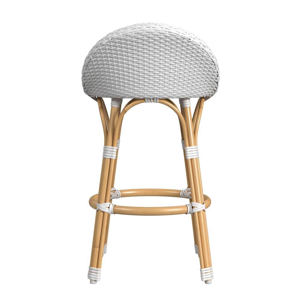 Angle. Butler Specialty - 24 in. Seat Height Outdoor Rattan and Metal Low Back Counter Stool - Smooth White.