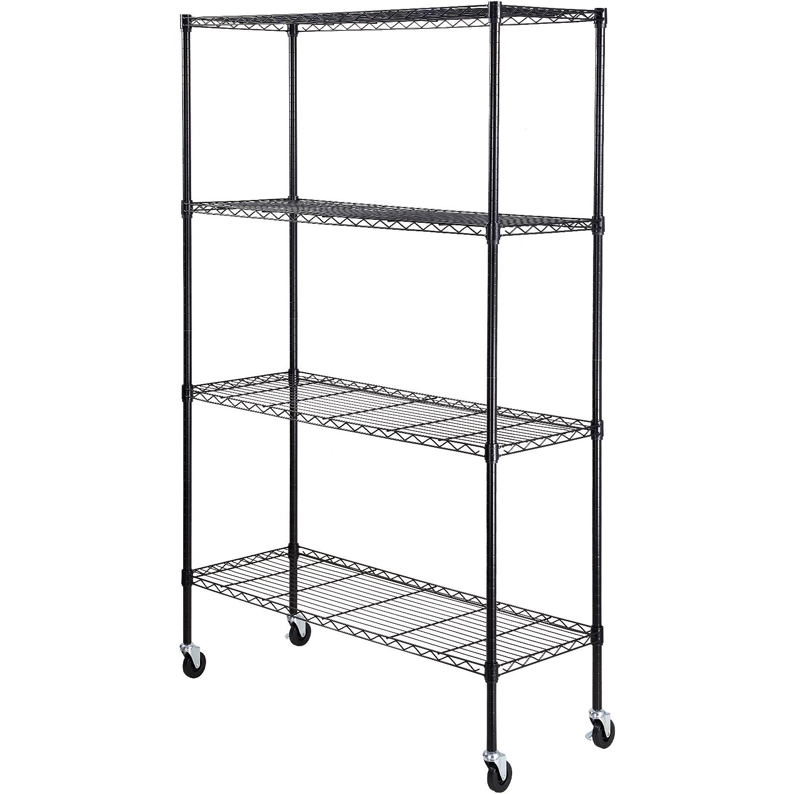 Alt View 5. VEVOR - Storage Shelving Unit with Wheels, 4-Tier Adjustable, 700 lbs Capacity, Heavy Duty Garage Shelves - Sliver.