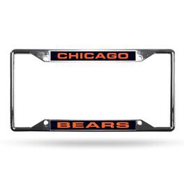 Rico Industries - Chicago Football Bears All Corner EZ View Chrome Metal Laser Cut License Plate Frame - Multi