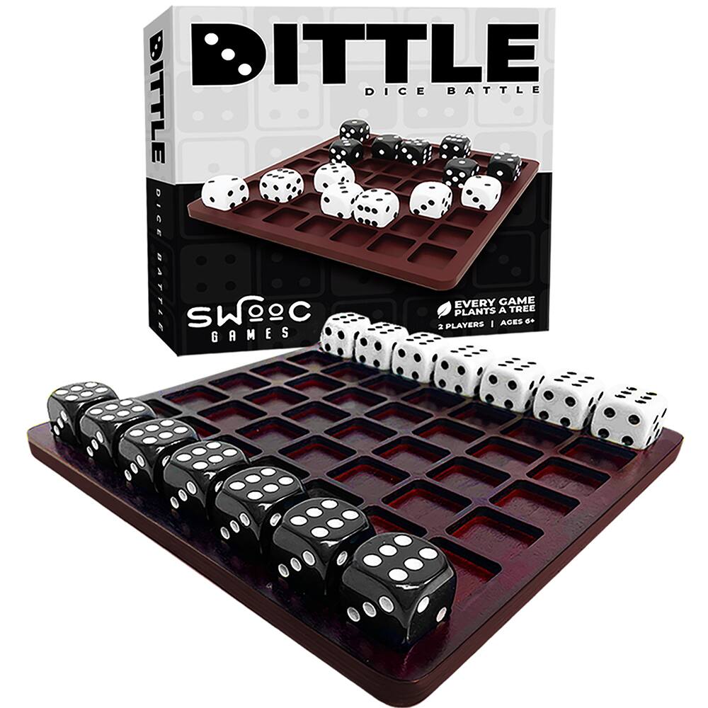 DITTLE  
DICE BATTLE  

SWOOC GAMES  

EVERY GAME PLANTS A TREE  
2 PLAYERS | AGES 8+