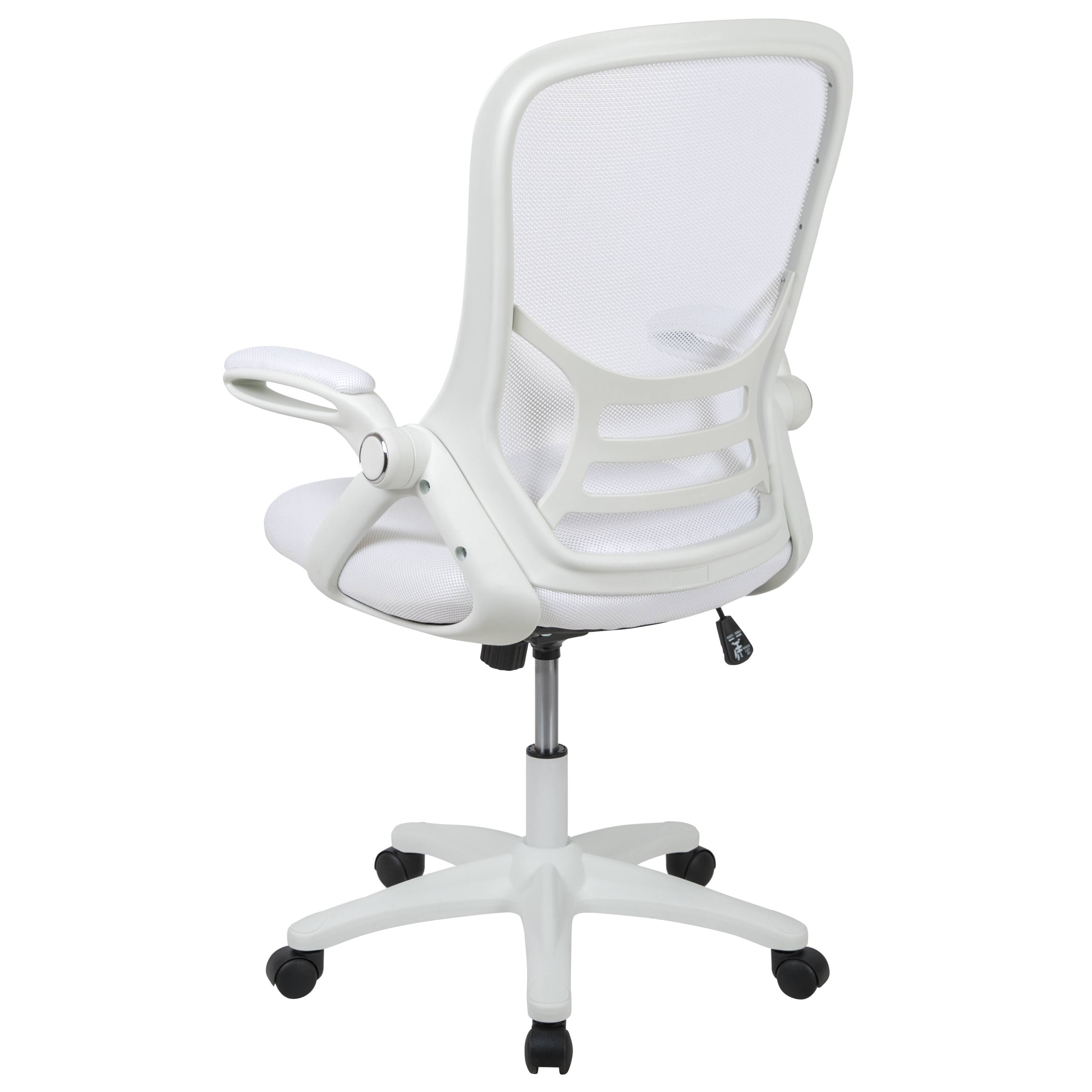 Alt View 5. Emma + Oliver - High Back Mesh Ergonomic Office Chair with Flip-up Arms - White.