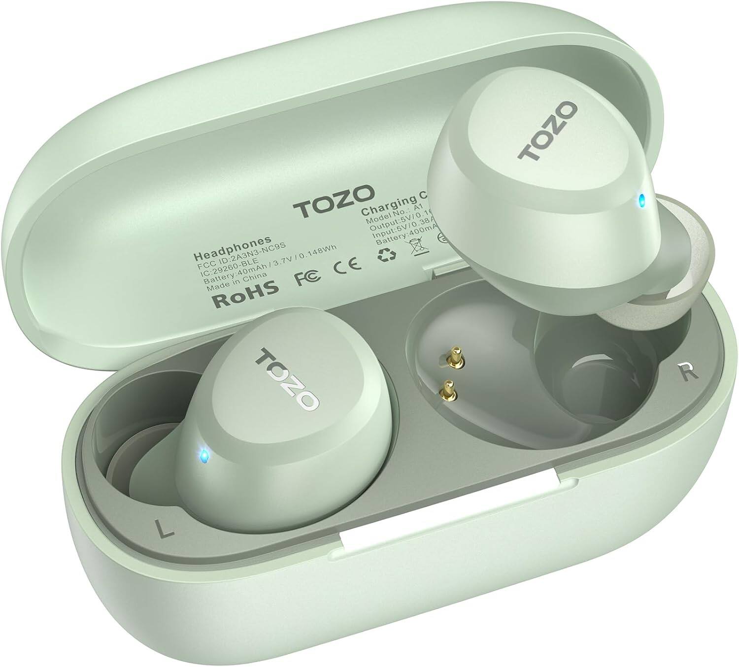 C TOZO Charging Model A1  
Output: 5V/0.38A  
Battery: 400mAh/3.7V/0.148Wh  
Headphones  
FCC ID: 2A260-BLUAH  
IC: 29260-BLE  
Made in China  
FC  
CE  
RoHS