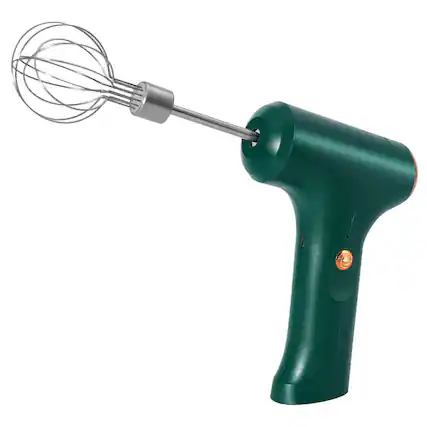 Front. Cluzine - Mini Portable USB Electric Egg Beater, Handheld Auto Cream Whisk, Electric Cake Baking Blender, Plastic Body - Green.