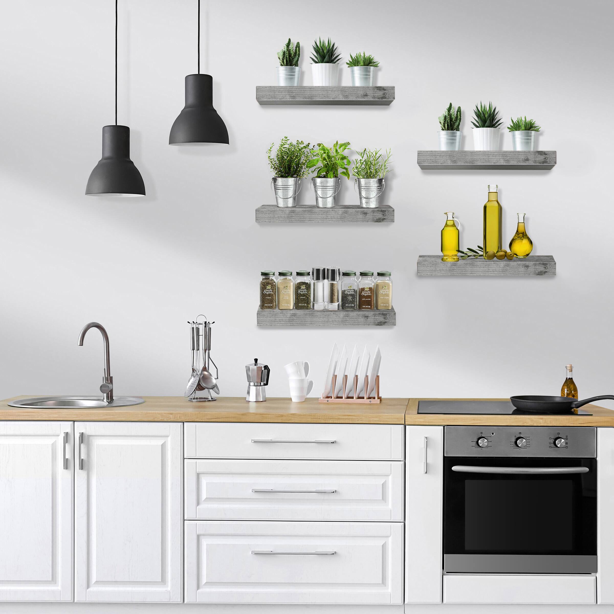 Alt View 4. Sorbus - Sorbus Floating Shelves for Wall, Bathroom Shelves Wall Mounted for Kitchen, Bedroom, Living Room, Bathroom - Gray.