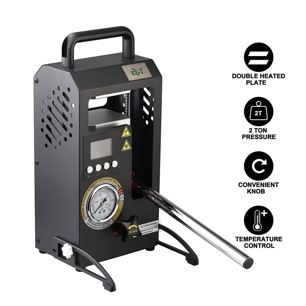 KP-2 = DOUBLE HEATED PLATE  
2T 2 TON PRESSURE  
CONVENIENT KNOB + TEMPERATURE CONTROL