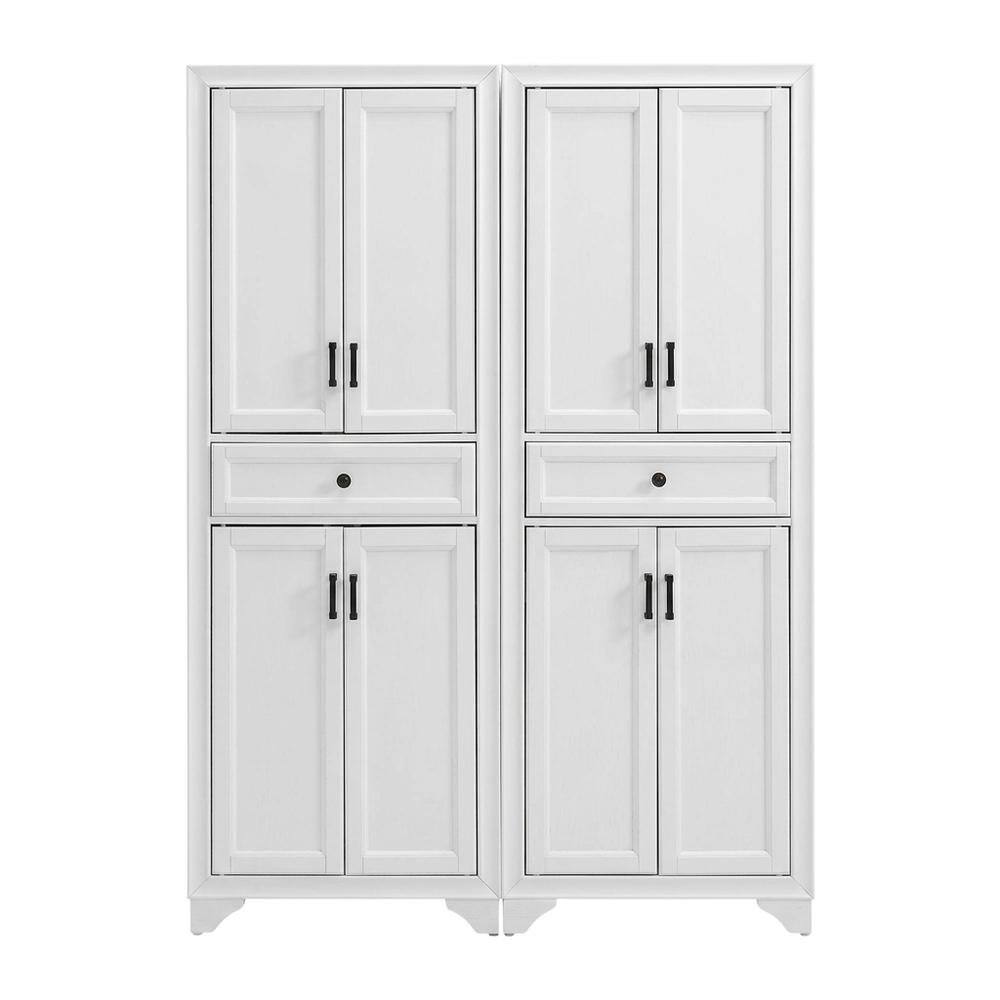 Back. FurniFact - Distressed White Pantry Cabinets with Anti-Tip Mechanism and Floor Clearance - Distressed White.