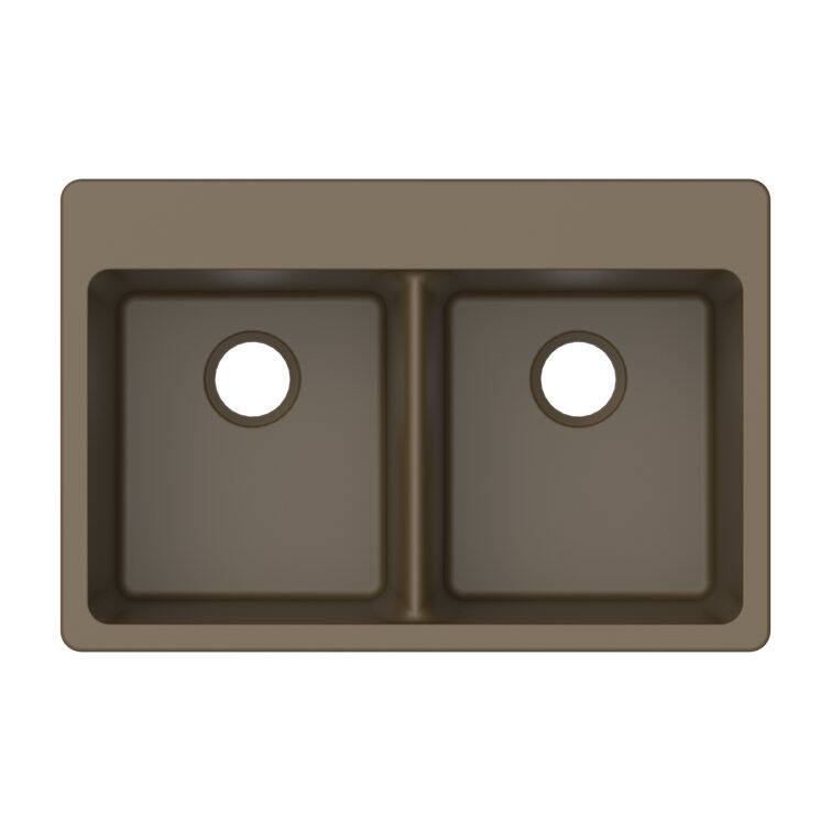 Alt View 1. Winpro - Winpro Dual Mount Granite Composite 33 in. L x 22 in. L x 9.5 in. Double Equal Bowl Kitchen Sink in Mocha - Mocha.