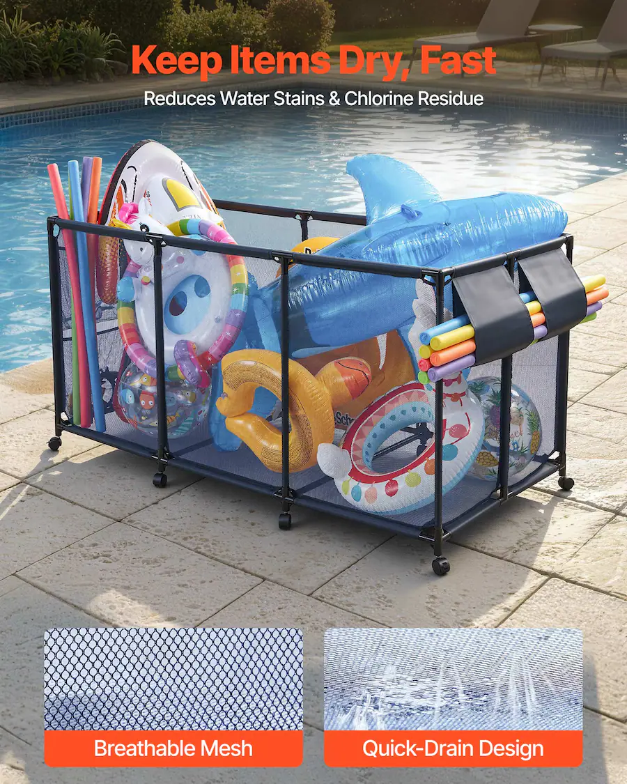 Pool Tue VEVOR Pool Storage Bin, 69 x 32 x 35 in, Rolling Pool Float Storage ...