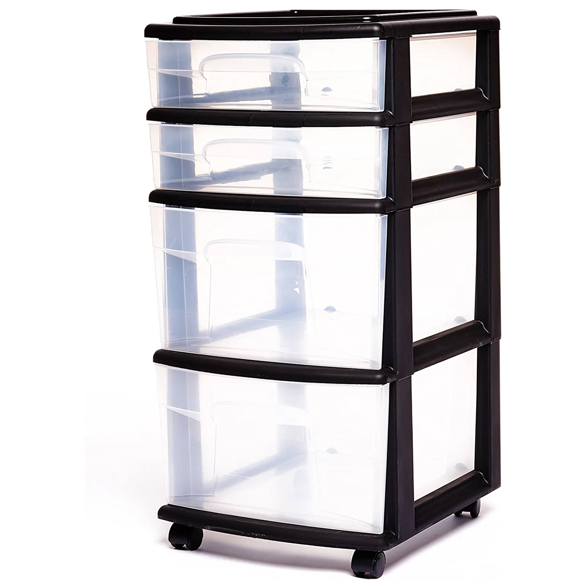 Alt View 7. Homz - Homz Plastic 4 Drawer Medium Storage Tower, Clear Drawers & Black Frame (2 Pack).