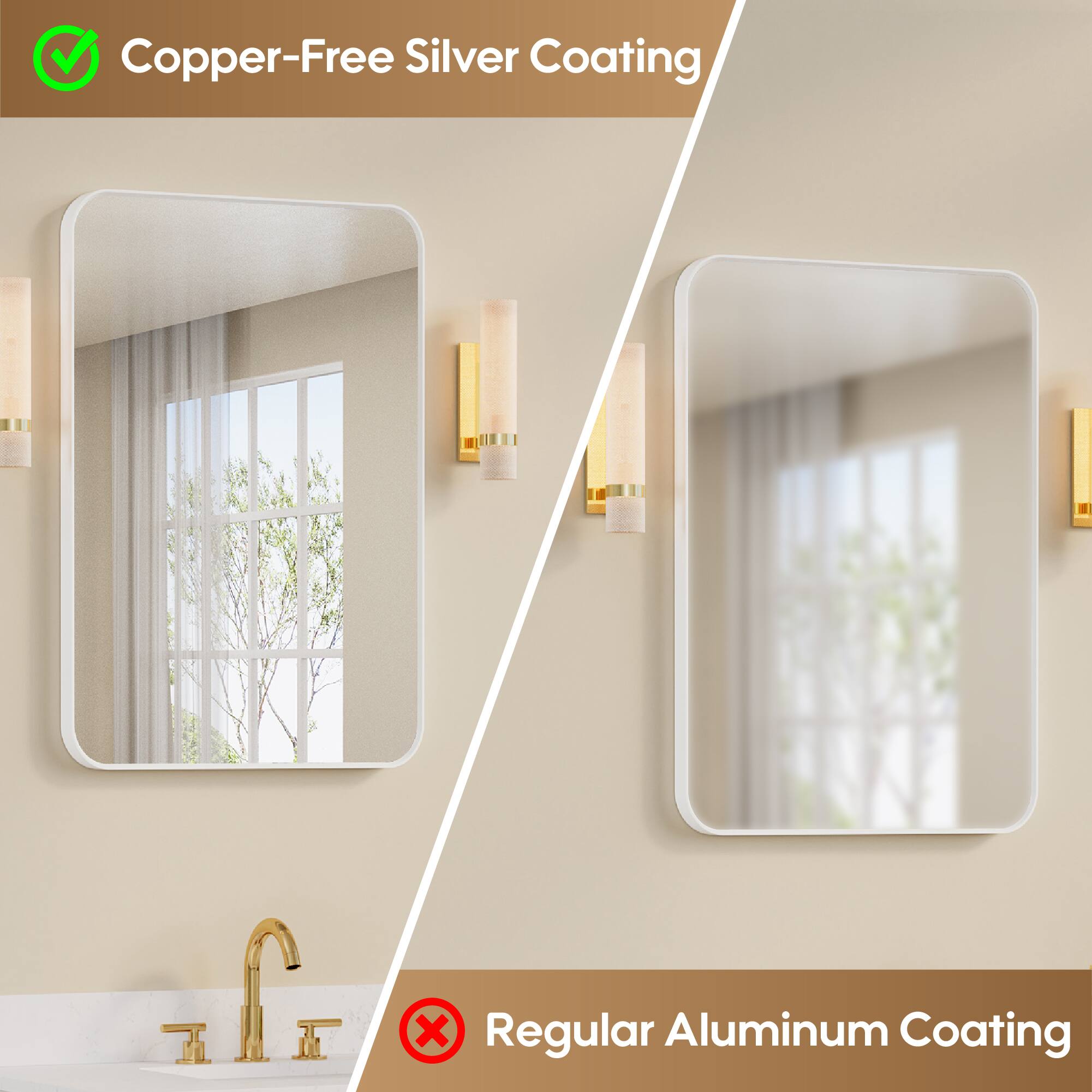 Copper-Free Silver Coating  
Regular Aluminum Coating