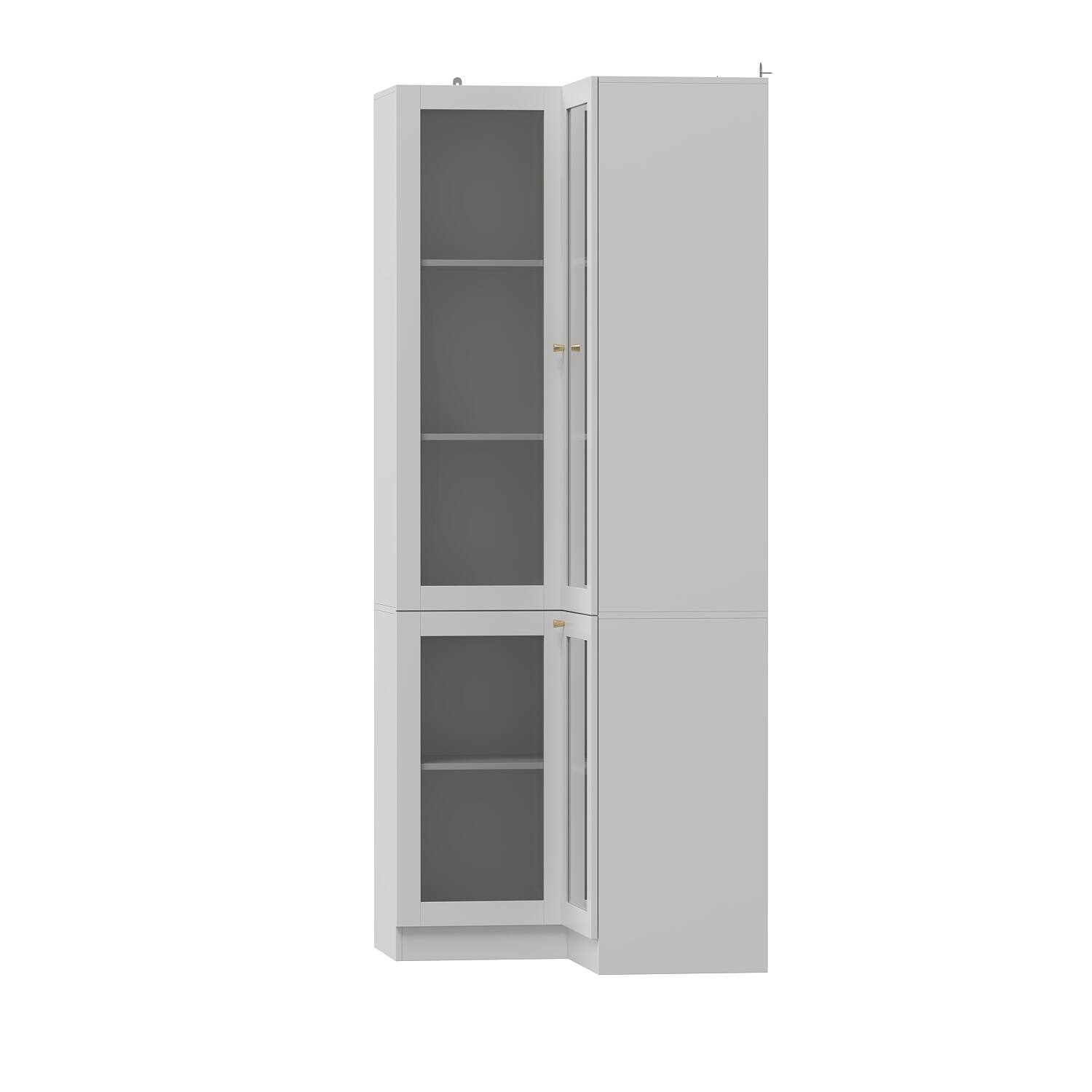 Left. Famapy - Famapy Corner Glass - Door Storage Cabinet: Adjustable Shelves & Space - Saving Design for Home Organization - White.