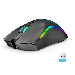 SKRAN - 2.4G Wireless Gaming Mouse, Type-C Rechargeable 7-Button RGB Backlit, Easy-to-Use Sleek Design for Gamers & Workers - Wireless - Black