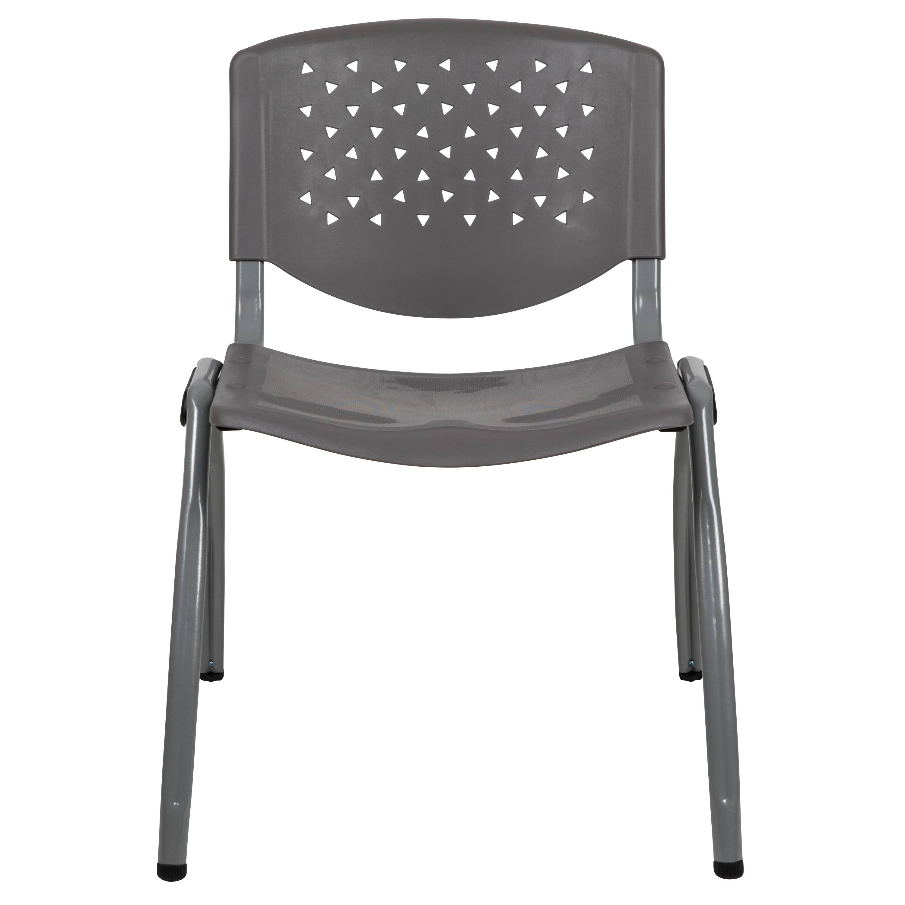 Alt View 7. Emma + Oliver - Home and Office Plastic Stack Chair with Perforated Back - Guest Chair - Gray.