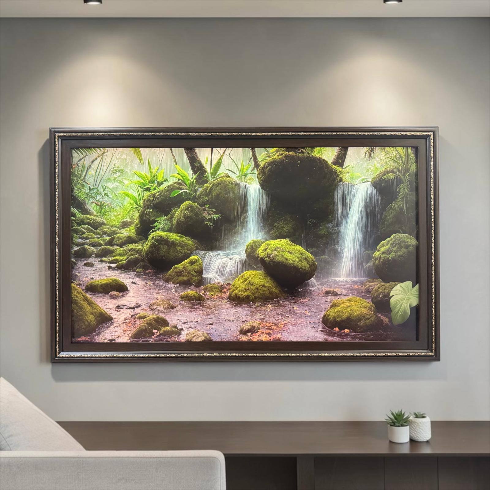 Alt View 10. LAREDO FRAME FACTORY - 65 inch Handmade wood For TCL A300W NXTVISION Tv - DARK WALNUT WITH GOLD.