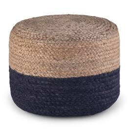 Simpli Home - Lydia Round Pouf - Navy, Natural