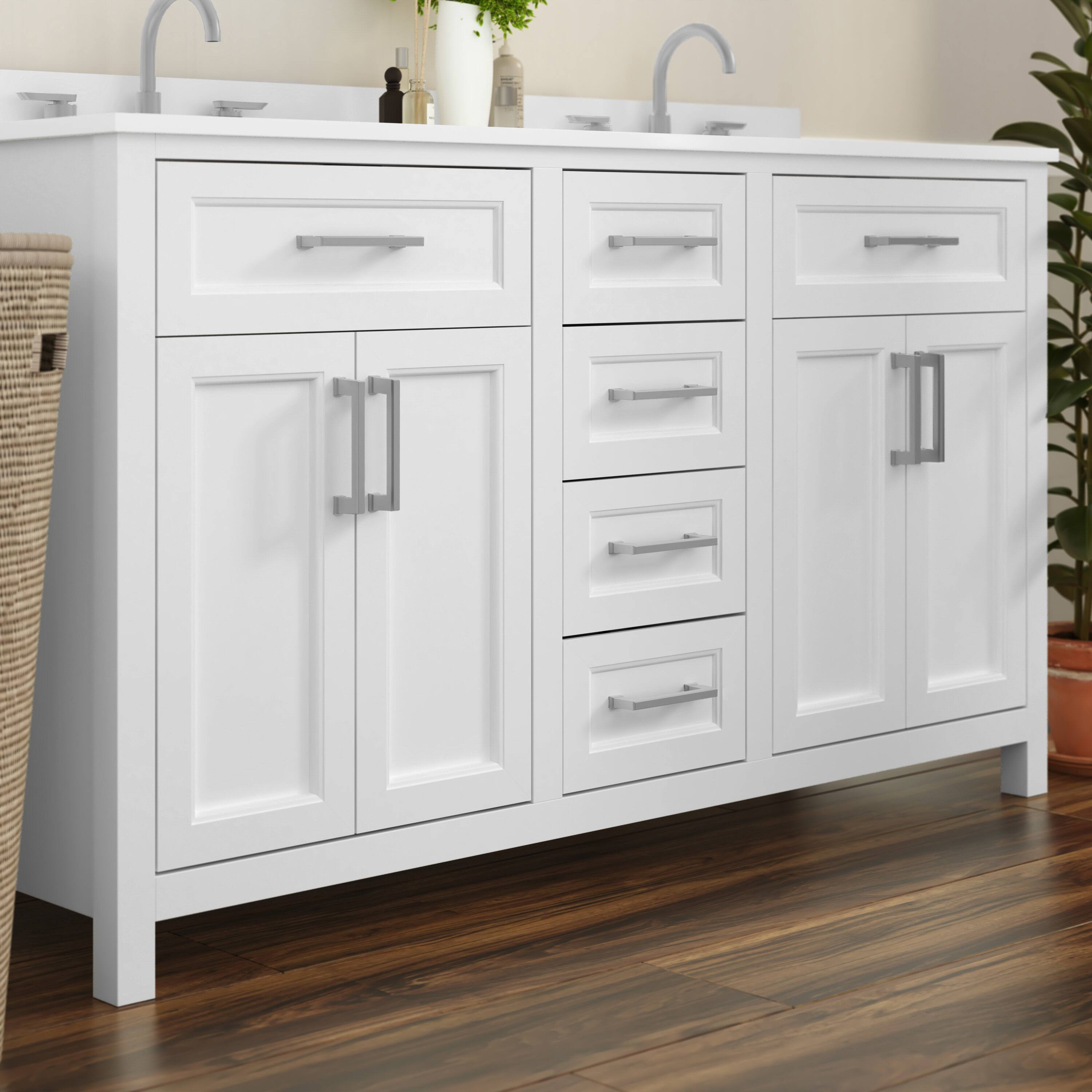 Alt View 3. Flash Furniture - Vega 60 Inch Bathroom Double Vanity with 2 Sinks, 2 Storage Cabinets with Soft Close Doors and 6 Drawers, Carrara Marble - White.