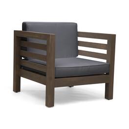 Mondawe - Acacia Wood Club Chair with Waterproof Cushions - Gray