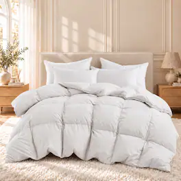 Peace Nest - Goose Down Feather Fiber Comforter Heavyweight Duvet Insert, California King - White
