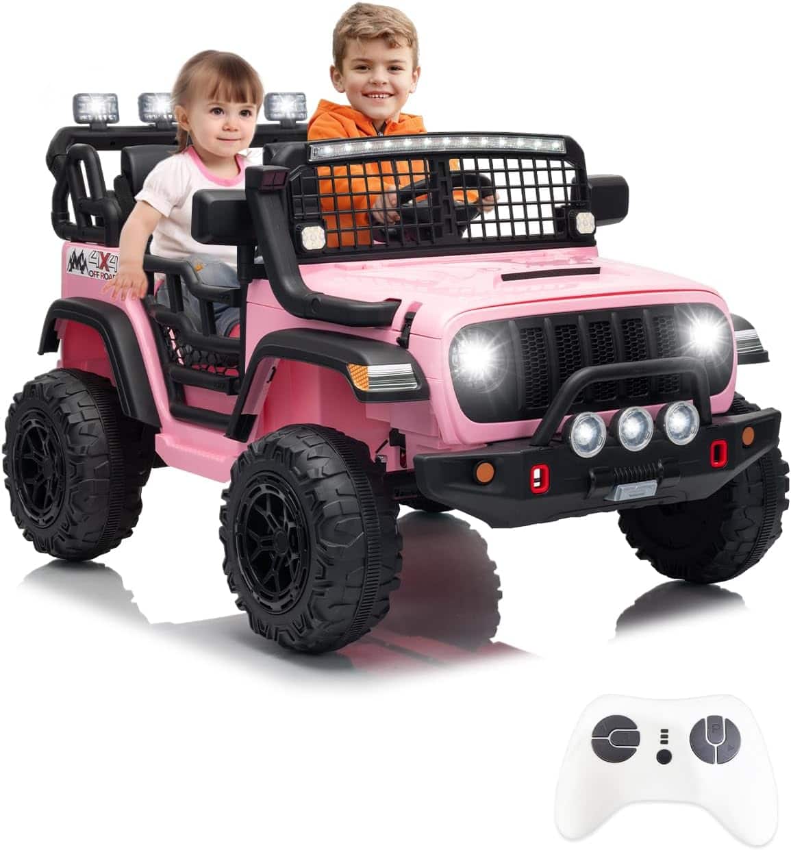 Homhougo - 2 Seats 24V Kids Electric Ride on Car with Remote Control, 20" Large Seat with 2 Safety Belts
