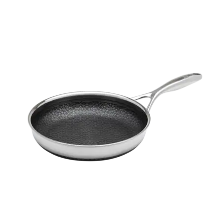 Front. Livwell - DiamondClad™ 10" Hybrid Nonstick Stainless Steel Frying Pan, Dishwasher Safe, PFOA-free – Silver/Black - Black/Silver.
