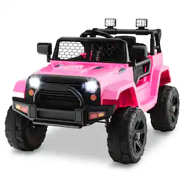 Costway - 12V Kids Ride On Truck Car Electric Vehicle Remote w/ Music & Light - Pink