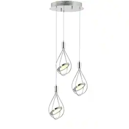 Jonathan Y - Orion 11.5" Adjustable Modern Integrated 3-Light Cluster LED Metal Pendant - Chrome