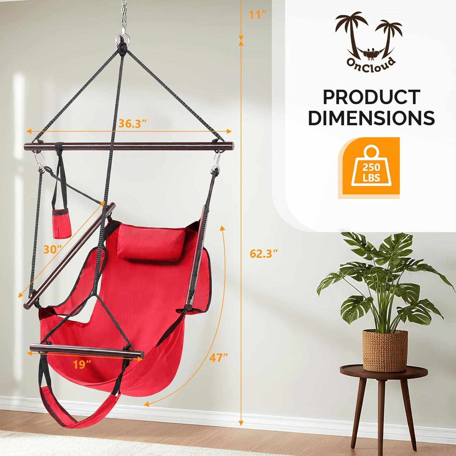 Winado 1PC Hammock Hanging Sky Chair, Air Deluxe Swing Seat with