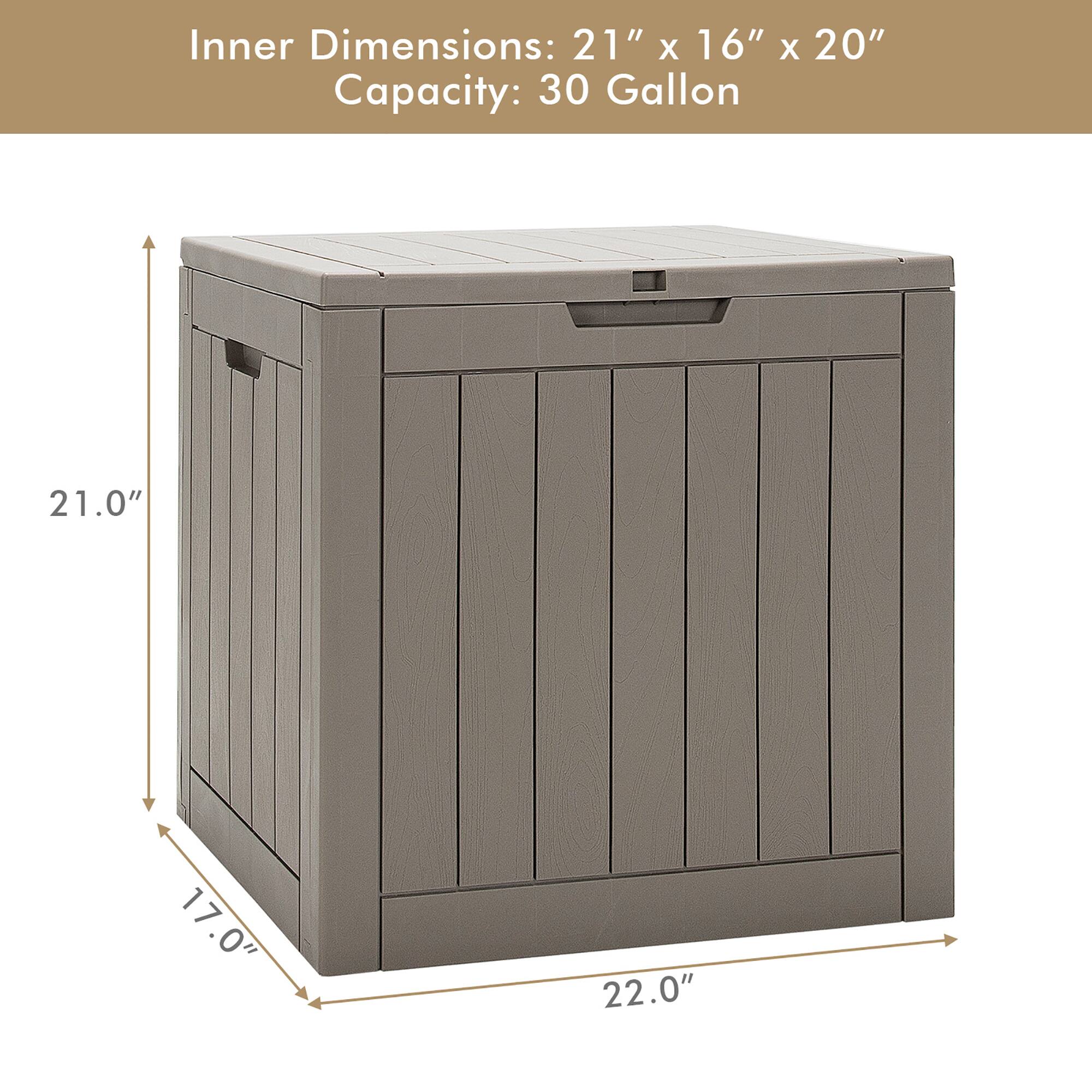 Inner Dimensions: 21" x 16" x 20"  
Capacity: 30 Gallon