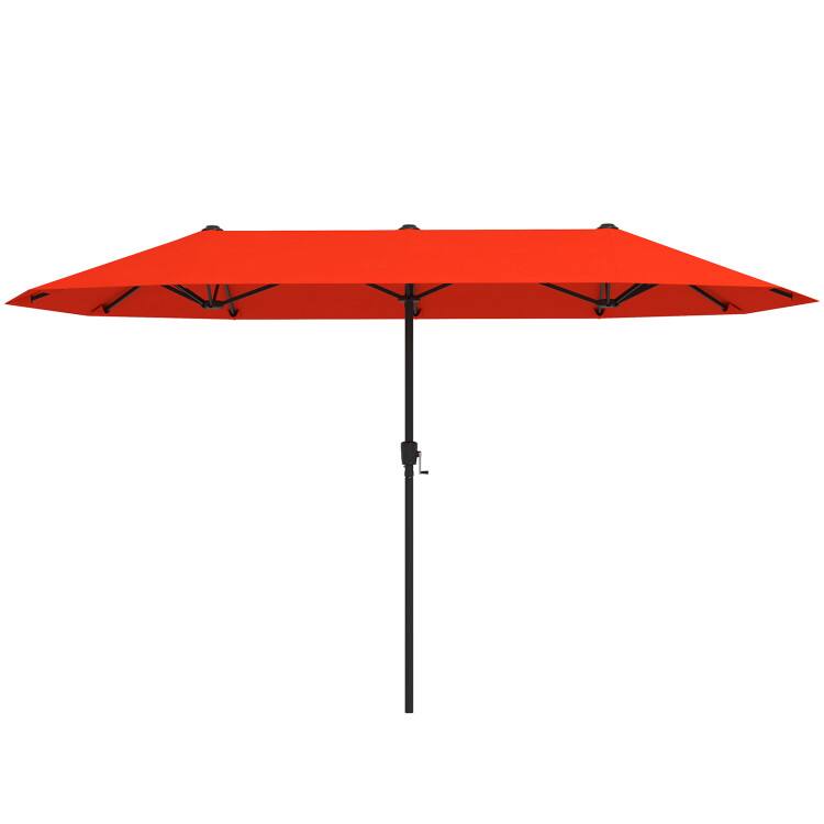 Front. SlickBlue - 13-ft Double-Sided Outdoor Market Umbrella for Patio Table with Crank - Orange.