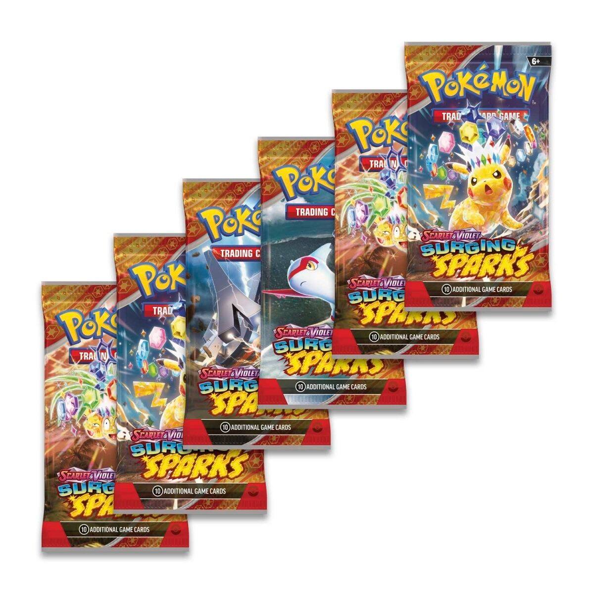 6+ Pokémon Trading Card Game  
Scarlet & Violet  
Surging Sparks  
10 Additional Game Cards