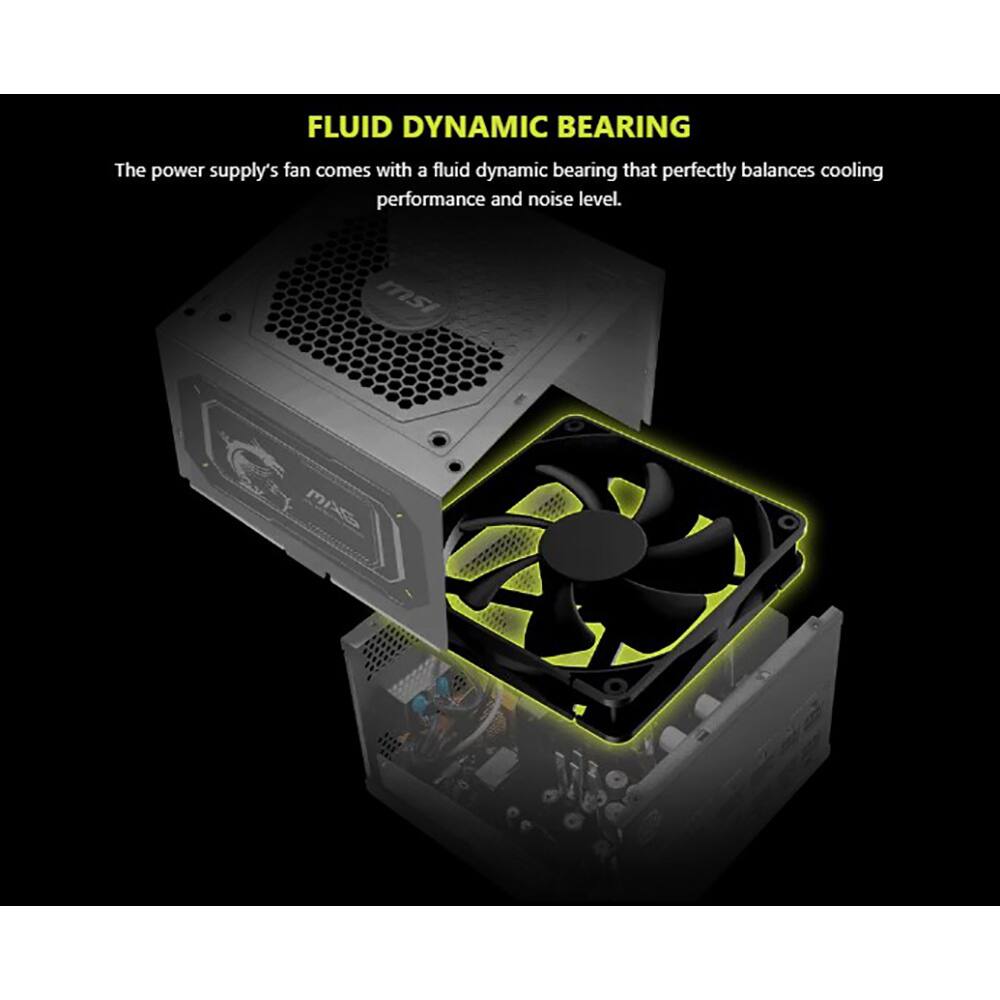 FLUID DYNAMIC BEARING

The power supply's fan comes with a fluid dynamic bearing that perfectly balances cooling performance and noise level.