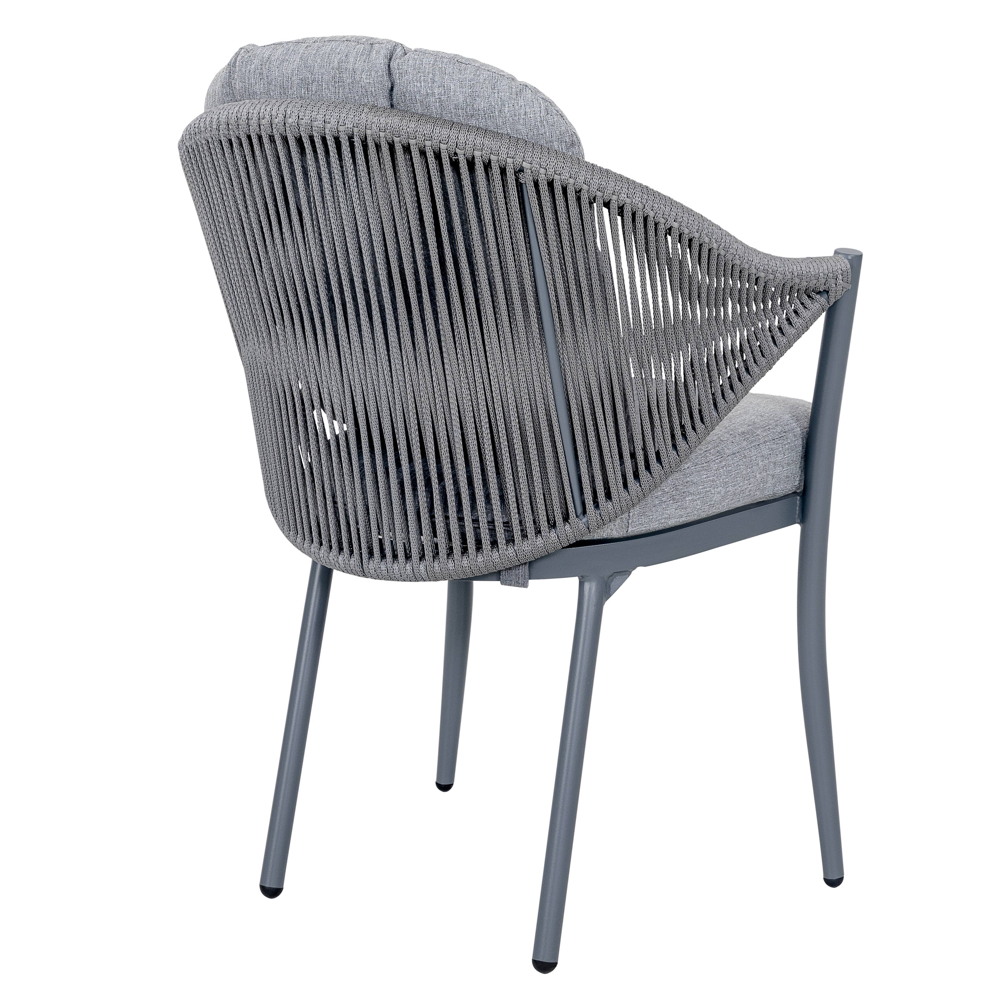 Alt View 8. Nuu Garden - Outdoor 4-Piece Woven Rope Conversation Chair Set with Seat and Back Cushions, Aluminum - gray.