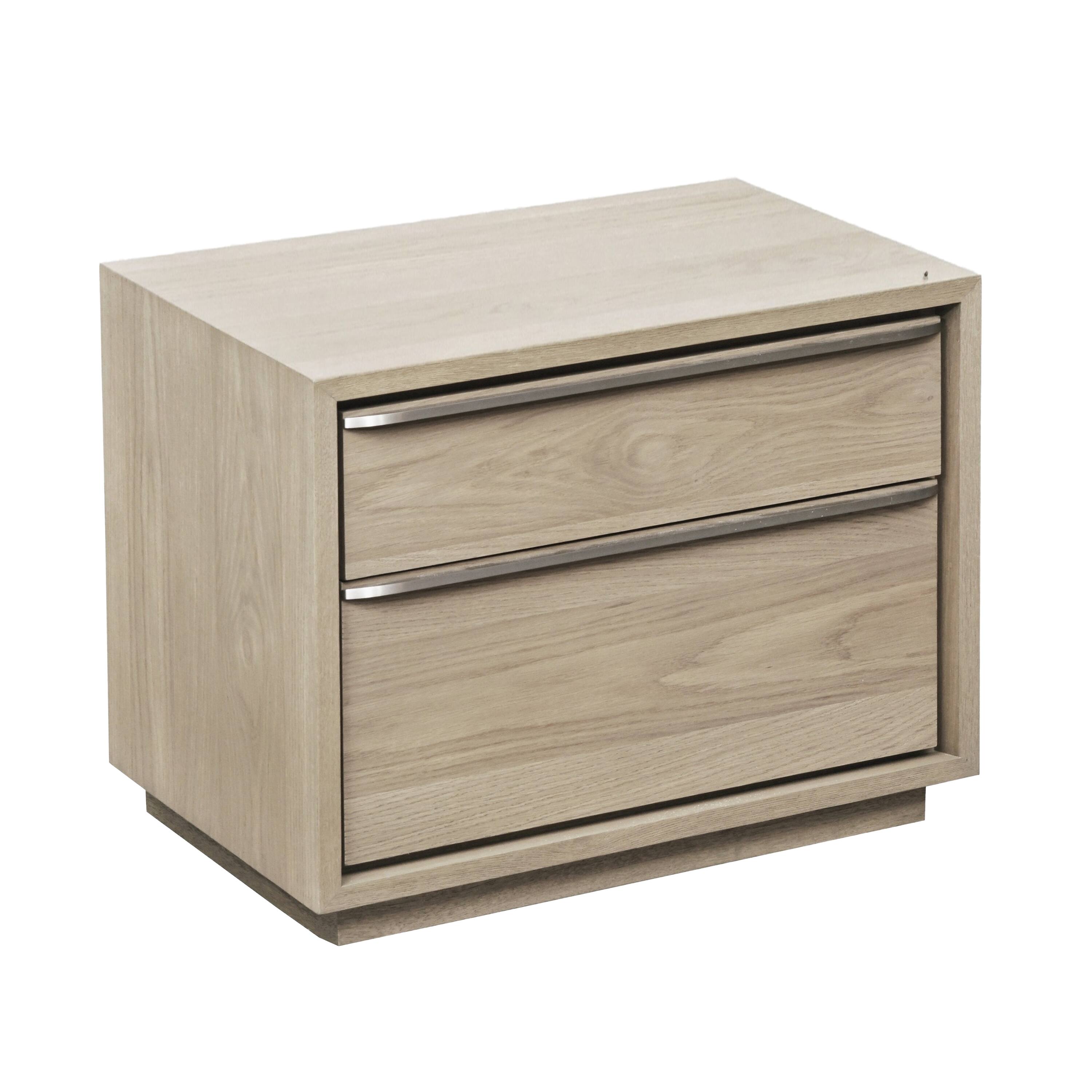 Front. Manhattan Lane - Rux 30 Inch Nightstand, 2 Drawers, Elongated Metal Handles,  Wood - Brown.