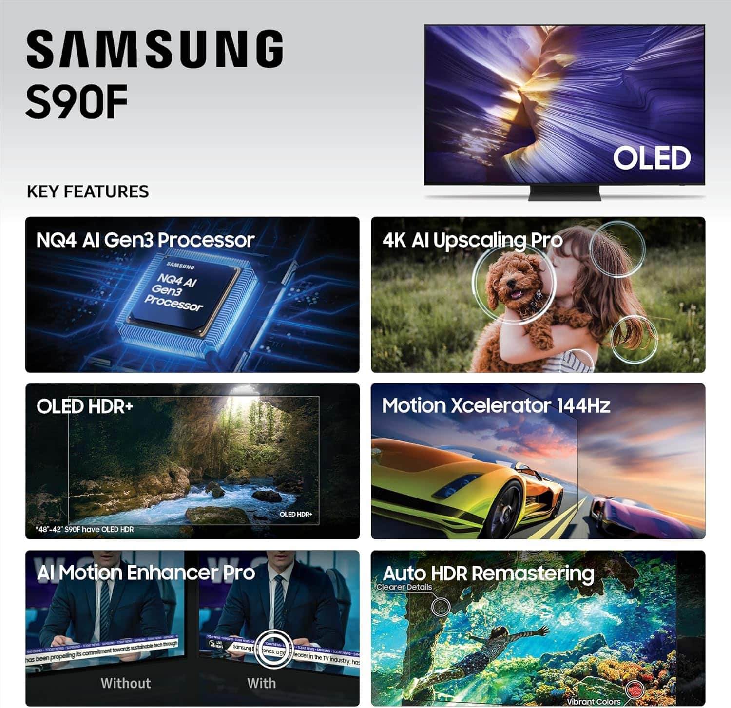 Samsung QN65S90FAFXZA 4K OLED TV with MI 319L Full Motion Wall