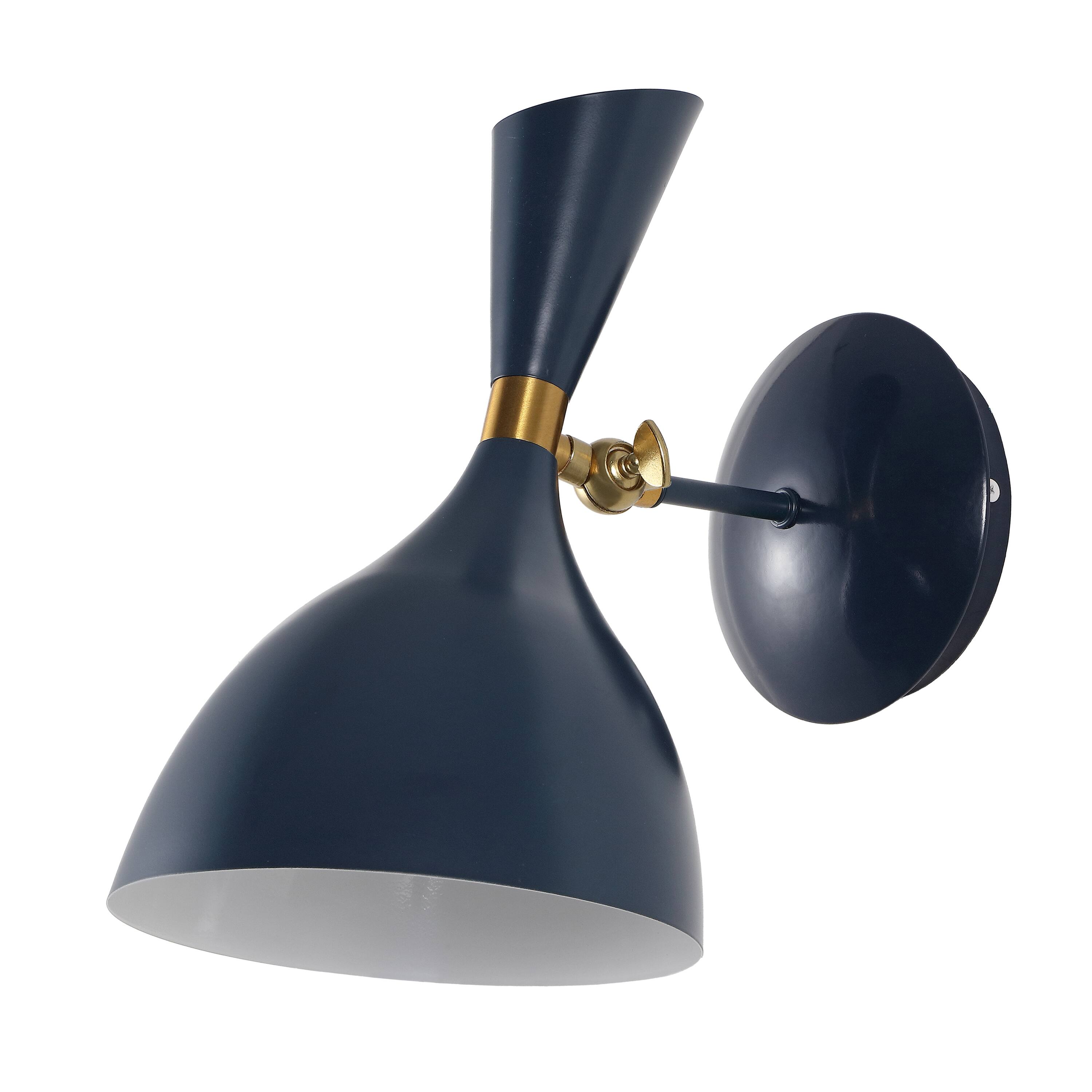 Alt View 7. Jonathan Y - Josef 10" Adjustable Iron Retro LED Wall Sconce, Navy - Navy/Brass Gold.