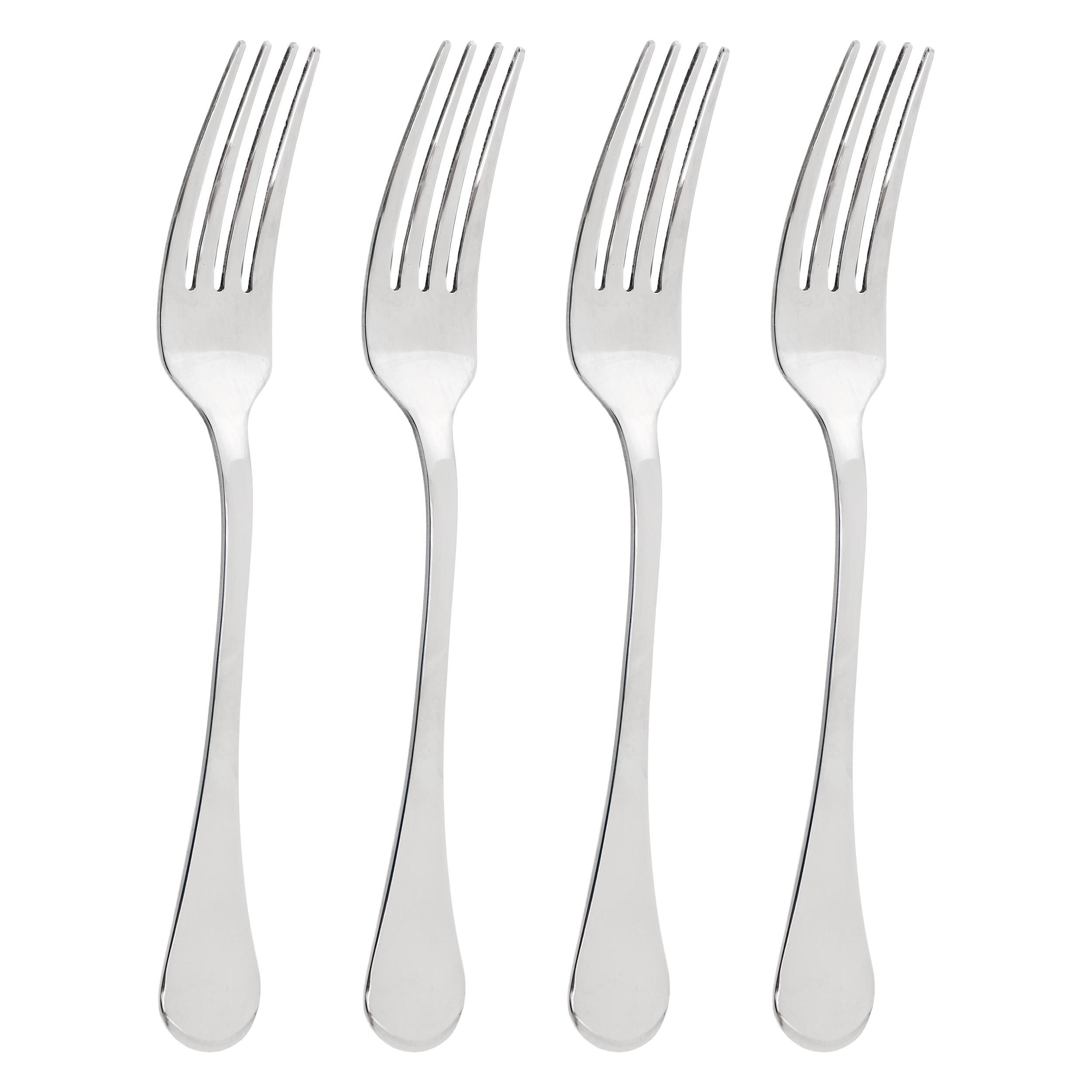 Front. Gibson - Gibson Home Manchester 4 Piece Stainless Steel Dinner Fork Set - Silver.