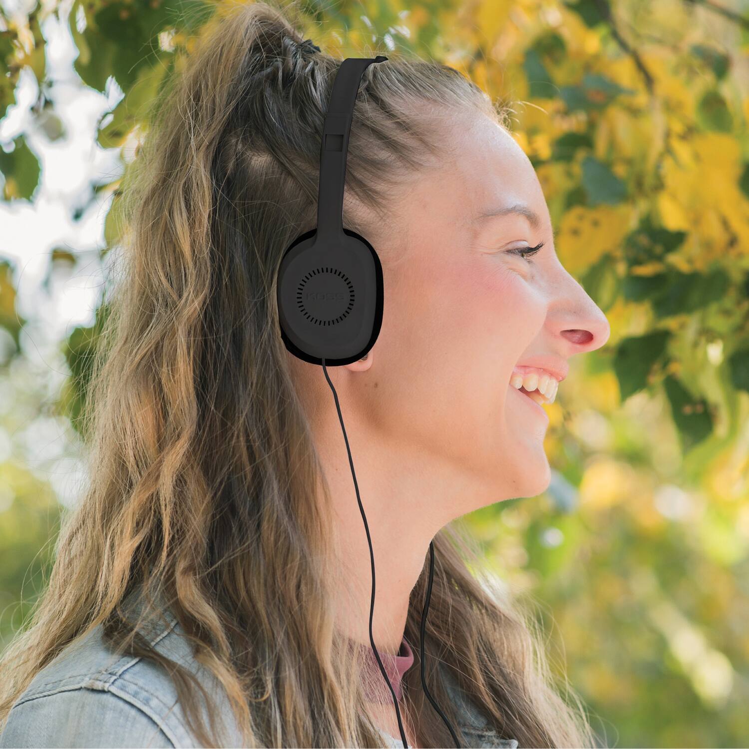 Alt View 2. Koss - KPH8 Wired On-Ear Lightweight Headphones, 3.5mm Connector, D-Profile Design, Dual-Entry Cord - Black.