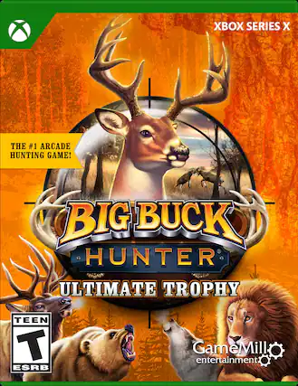 The Xbox Series X game Big Buck Hunter Ultimate Trophy is the #1 arcade hunting game. It is rated Teen by the ESRB and is developed by GameMill Entertainment. - T (Teen 13+)